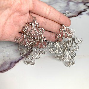 Silver Dangle Chandelier Earrings